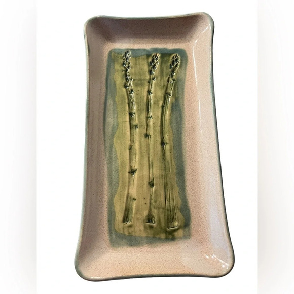 Ceramic Pottery Asparagus Dish Platter by Hugh Wayne, SC Potter. - Picture 1 of 6